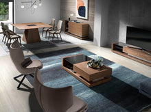Charger l'image dans la visionneuse de la galerie, Table à manger en bois de noyer avec verre teinté noir modèle 1079 Angel Cerdá