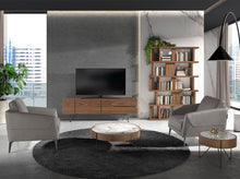 Charger l'image dans la visionneuse de la galerie, Table basse ronde en marbre porcelaine, noyer et acier noir 2138 Angel Cerdá