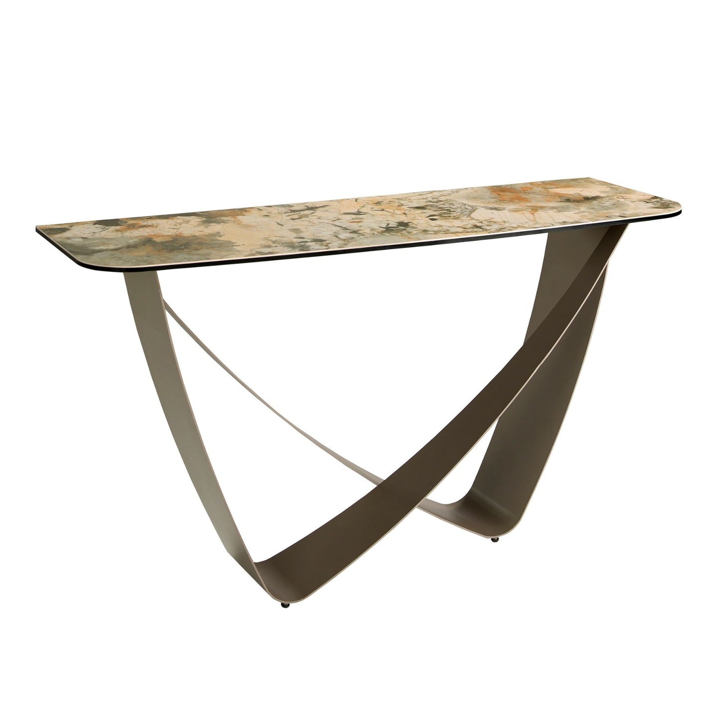 Table à manger marbre porcelaine et acier taupe 160cm | Design