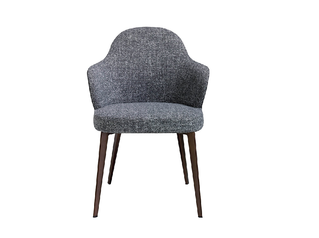 Chaise de salle à manger design en tissu & éco-cuir avec pieds finition bronze