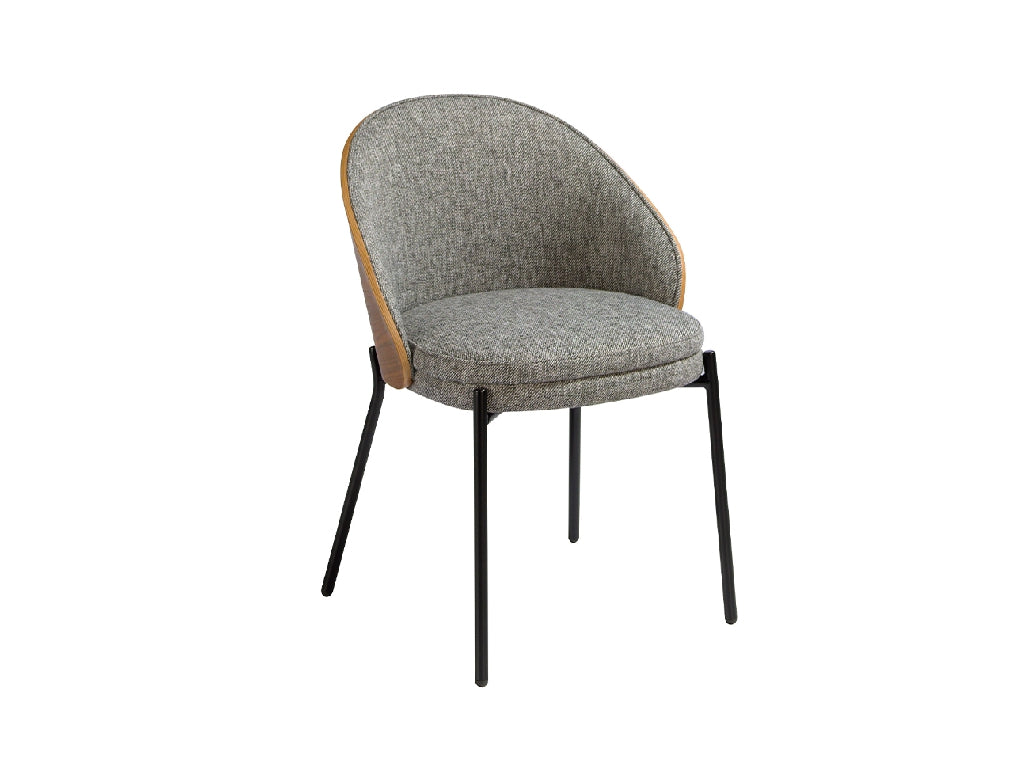 Chaise de salle à manger design en tissu gris et dossier noyer – Angel Cerdá 4115