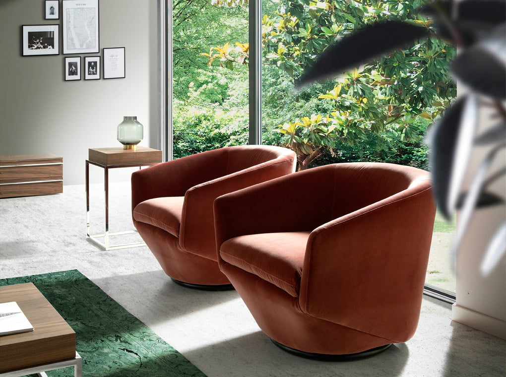 Fauteuil pivotant rembourré en velours 5041 Angel Cerdá