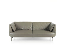 Charger l'image dans la visionneuse de la galerie, Canapé 3 places rembourré en cuir avec pieds en acier poli 6037 Angel Cerdá