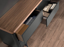 Charger l'image dans la visionneuse de la galerie, Commode en bois gris foncé mat, acier noir et plateau en noyer 7172 Angel Cerdá