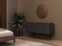 Charger l'image dans la visionneuse de la galerie, Commode en bois gris foncé mat, acier noir et plateau en noyer 7172 Angel Cerdá