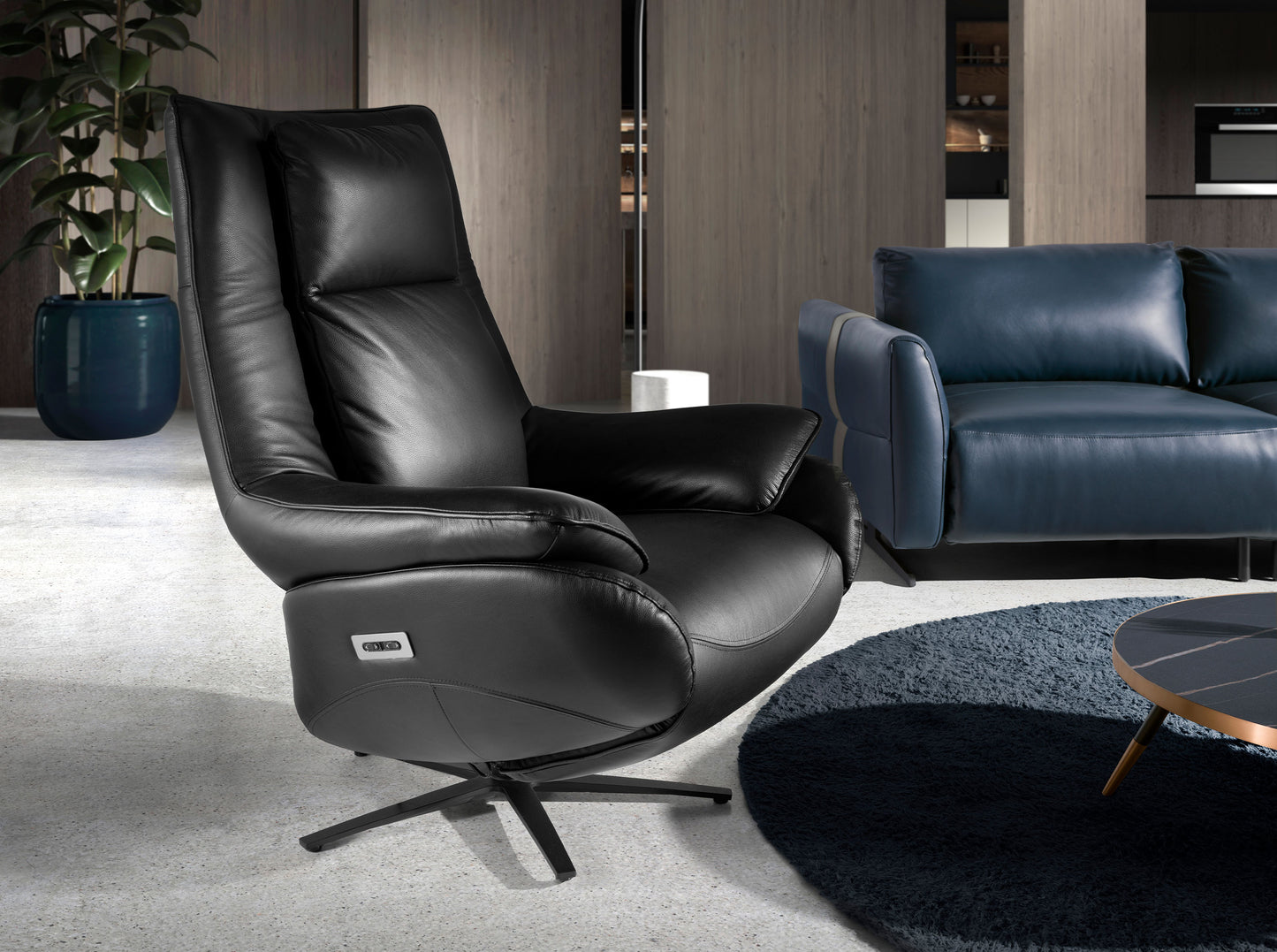 Fauteuil pivotant en cuir noir 5124 Angel Cerdá