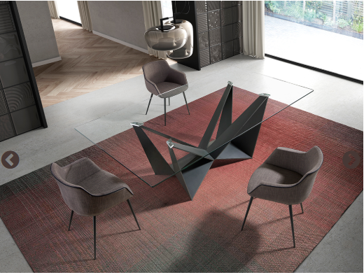 Chaise design capitonné en tissu gris et structure en acier noir – Angel Cerdá 4005