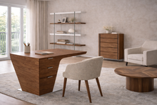 Charger l'image dans la visionneuse de la galerie, Bureau design en bois de noyer et métal chromé