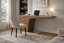 Charger l'image dans la visionneuse de la galerie, Bureau design en bois de noyer et métal chromé