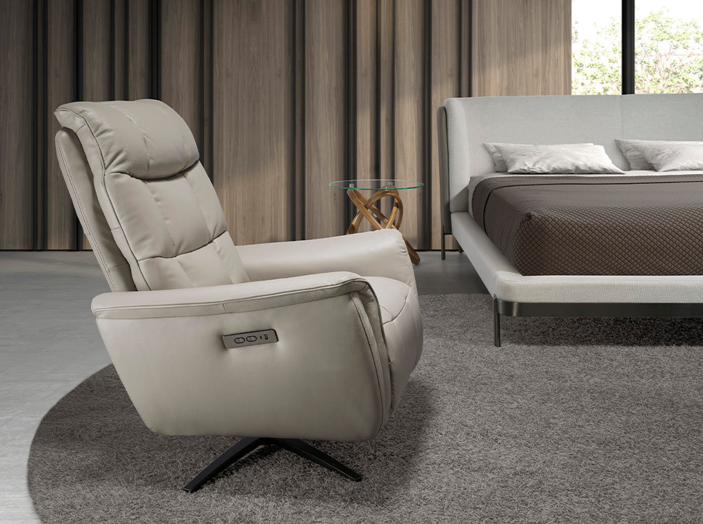 Angel Cerdá FAUTEUIL PIVOTANT EN CUIR GRIS MODÈLE 5114