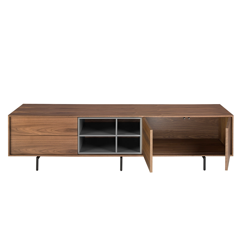 Meuble TV en Noyer et Acier de Luxe Noir Modèle 3259 par Angel Cerdá SL