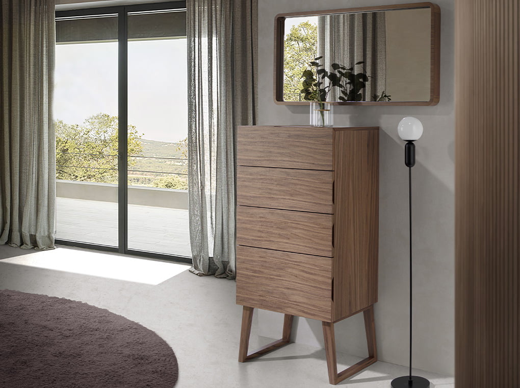 Miroir rectangulaire avec cadre en bois de noyer Angel Cerda 3035