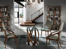 Charger l'image dans la visionneuse de la galerie, Table à manger en verre trempé et bois de noyer massif Angel Cerda 1021