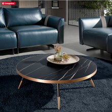 Charger l'image dans la visionneuse de la galerie, Angel Cerda Table basse ronde en marbre de porcelaine et Acier noir réf 2068
