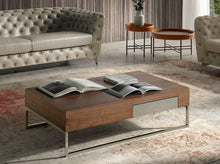 Charger l'image dans la visionneuse de la galerie, Table basse en noyer et acier chromé avec tiroir Angel Cerda 2057