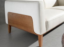 Charger l'image dans la visionneuse de la galerie, Canapé moderne en cuir blanc et bois de noyer 6115 Kia