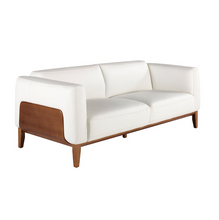Charger l'image dans la visionneuse de la galerie, Canapé moderne en cuir blanc et bois de noyer 6115 Kia