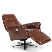 Charger l'image dans la visionneuse de la galerie, Fauteuil pivotant cuir marron Angel Cerda