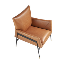 Charger l'image dans la visionneuse de la galerie, Fauteuil en cuir et pied en acier noir Angel Cerda
