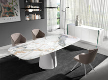 Charger l'image dans la visionneuse de la galerie, 1135 Table de salle à manger Angel Cerda baril ovale marbre porcelaine "Baro"