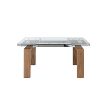 Charger l'image dans la visionneuse de la galerie, Table à manger extensible en verre trempé et bois de noyer modèle 1007 Angel Cerdá