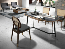 Charger l'image dans la visionneuse de la galerie, Lot de 2 Chaises 4093 Angel Cerda rembourrée en similicuir avec dossier en rotin