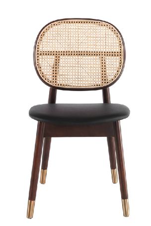 Chaise de salle à manger en similicuir et rotin naturel – Angel Cerdá 4093