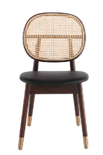 Charger l'image dans la visionneuse de la galerie, Lot de 2 Chaises 4093 Angel Cerda rembourrée en similicuir avec dossier en rotin