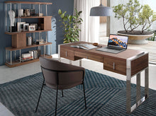 Charger l'image dans la visionneuse de la galerie, Étagère en bois de noyer et acier "Lio"