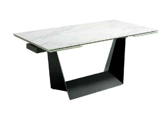 Table à manger en porcelaine et acier noir Angel Cerda 1014