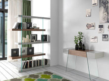 Charger l'image dans la visionneuse de la galerie, Étagère en verre et bois de noyer gris perle design "Vetro" 3025 Angel Cerda