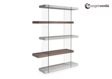 Charger l'image dans la visionneuse de la galerie, Étagère en verre et bois de noyer gris perle design "Vetro" 3025 Angel Cerda