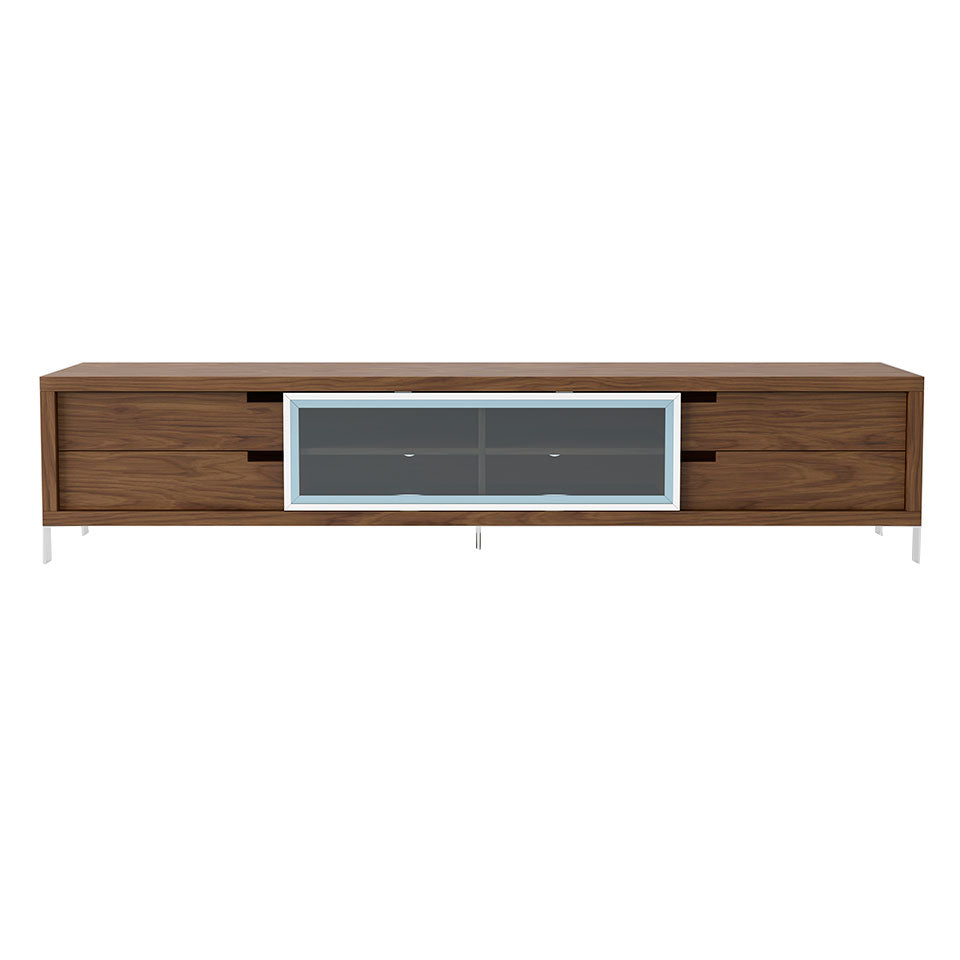 Meuble TV design "Loft" bois noyer avec porte coulissante 180cm