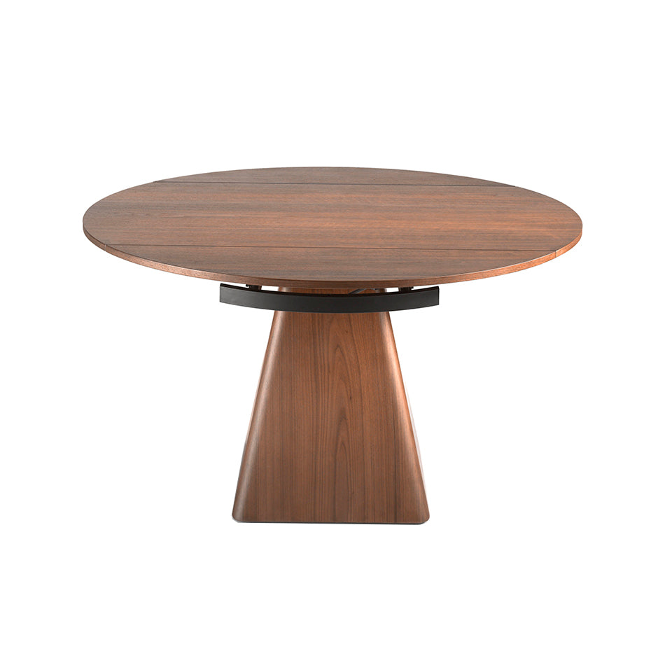 Table à manger extensible bois noyer base pyramidale 160-220cm