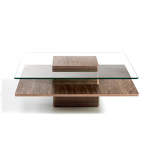 Charger l'image dans la visionneuse de la galerie, table basse angel cerda verre trempé bois noyer