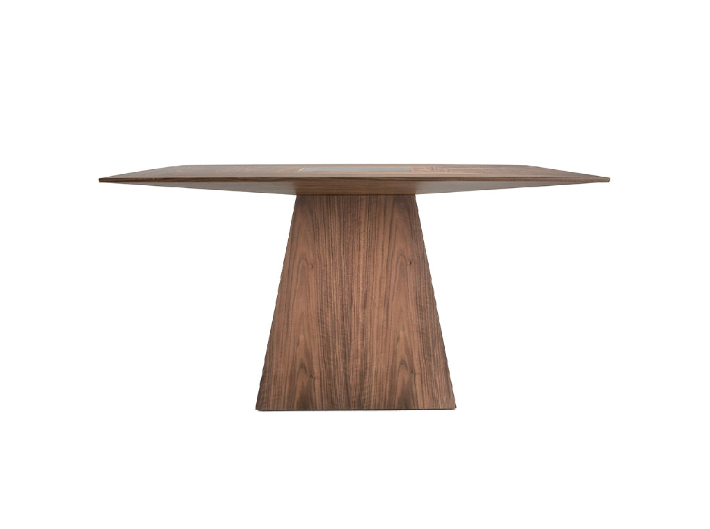 Table à manger en bois de noyer avec verre teinté noir modèle 1079 Angel Cerdá