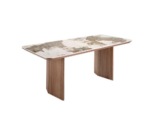 Table à manger rectangulaire en marbre et bois noyer 1129 Angel Cerdá