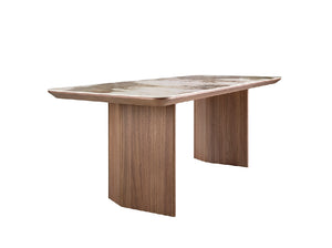 Table à manger rectangulaire en marbre et bois noyer 1129 Angel Cerdá