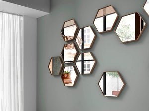 Miroir hexagonal en noyer modèle 3039 Angel Cerdá