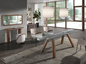 Table console ovale au design moderne en bois de noyer naturel 3249 Angel Cerdá