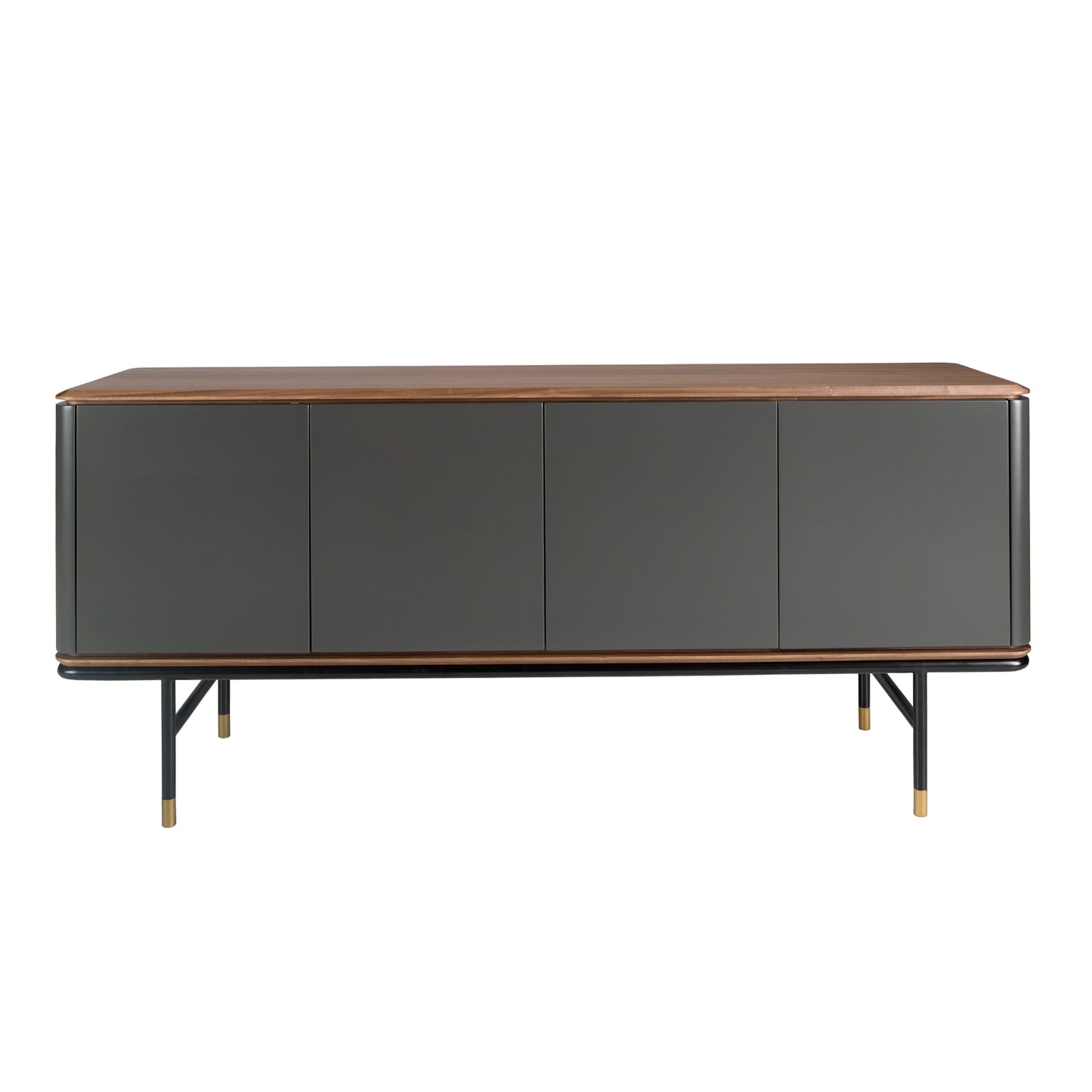 Buffet design en bois gris foncé avec acier noir et plateau en noyer – Angel Cerdá 3264