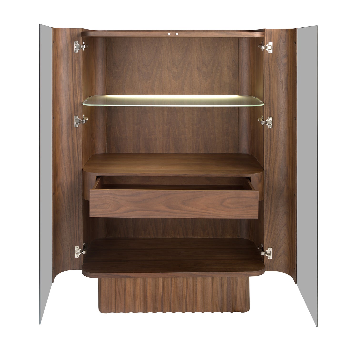 Buffet haut design en bois de noyer avec éclairage LED intérieur – Angel Cerdá 3273