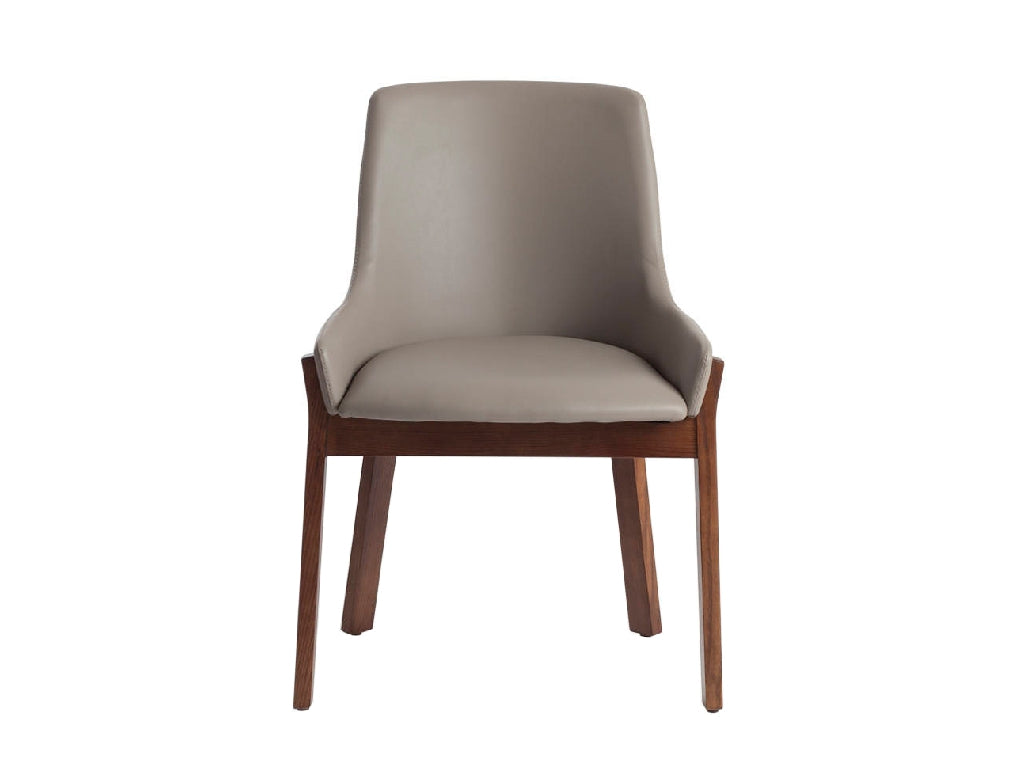 Chaise de salle à manger design en similicuir vison et bois de noyer – Angel Cerdá 4017