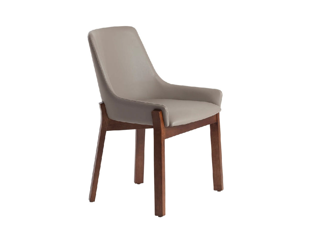 Chaise de salle à manger design en similicuir vison et bois de noyer – Angel Cerdá 4017