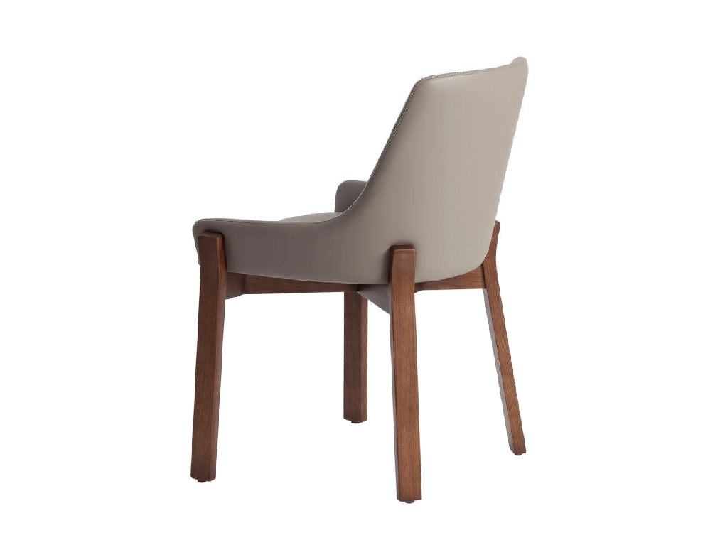 Chaise de salle à manger design en similicuir vison et bois de noyer – Angel Cerdá 4017