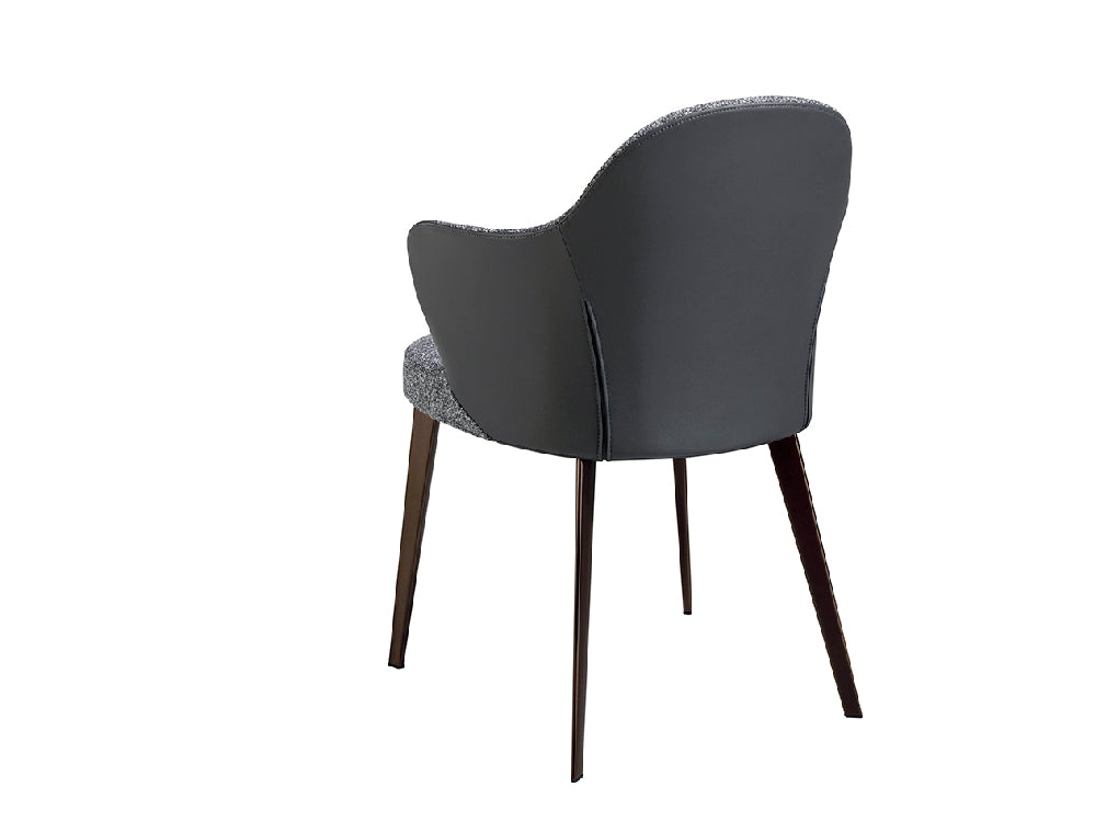 Chaise de salle à manger design en tissu & éco-cuir avec pieds finition bronze