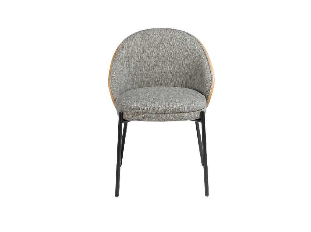 Chaise de salle à manger design en tissu gris et dossier noyer – Angel Cerdá 4115