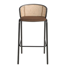 Tabouret en velours et rotin brun Angel Cerdá 4128