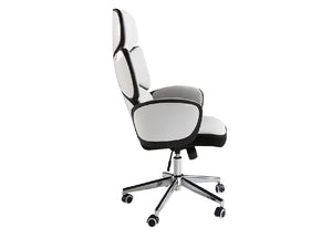 Chaise de bureau pivotante tissu gris clair et PVC blanc 4142 Angel Cerda