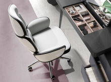 Charger l&#39;image dans la visionneuse de la galerie, Chaise de bureau pivotante tissu gris clair et PVC blanc 4142 Angel Cerda
